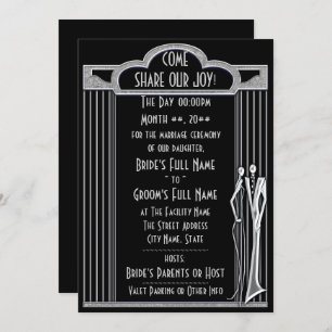 Tuxedo - Art Deco - Black and Silver Invitation