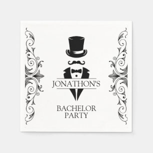 Tuxedo Bachelor Party Cocktail Napkin