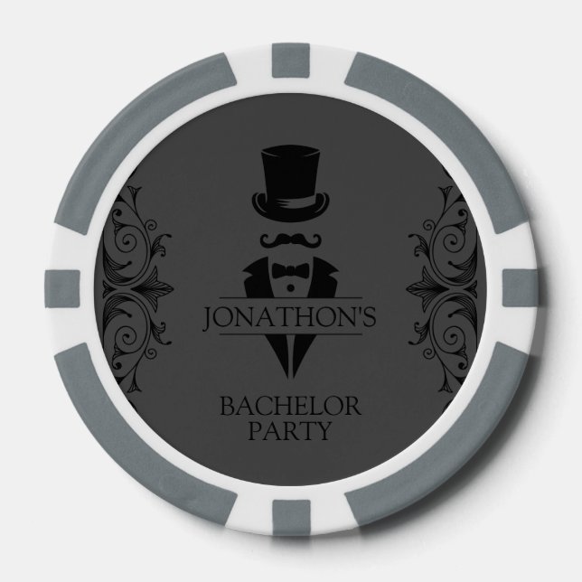 Tuxedo Bachelor Party Grey Poker Chips (Front)