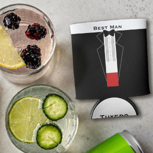 Tuxedo Best Man Bachelor Party Wedding Can Cooler