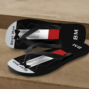 Tuxedo Best Man Flip Flops - Custom Name, Initials