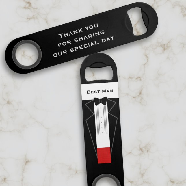 Tuxedo Best Man Thank You Wedding Bottle Opener (Thank your Best Man for being the best man at your wedding with this bottle opener)