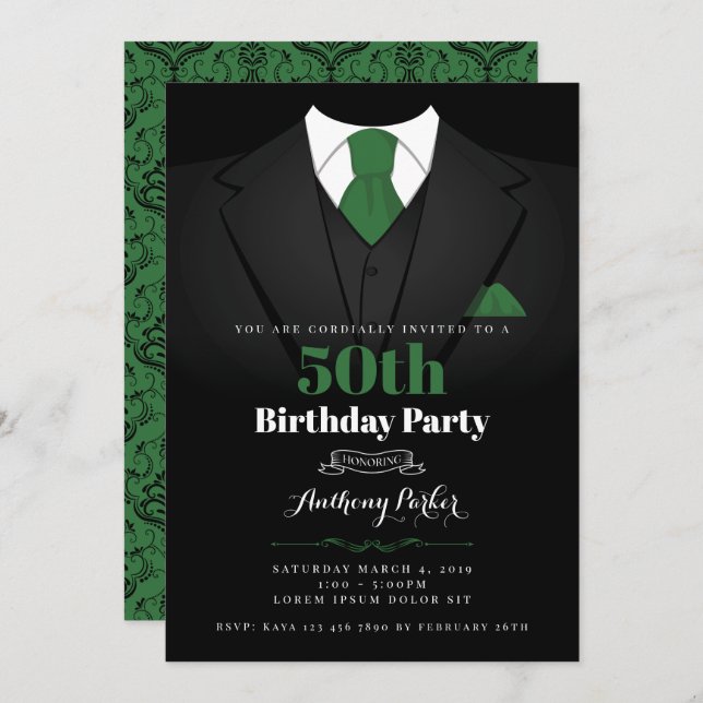 Tuxedo Birthday Invitation (Front/Back)