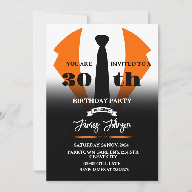 Tuxedo Birthday Invitation (Front)