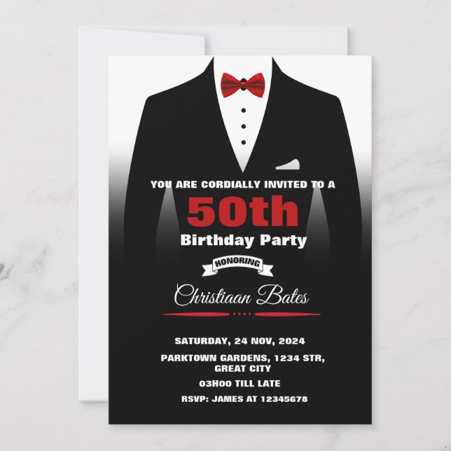 Tuxedo Birthday Invitation (Front)