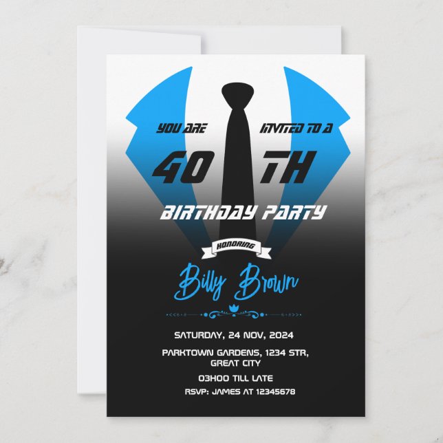 Tuxedo Birthday Invitation (Front)
