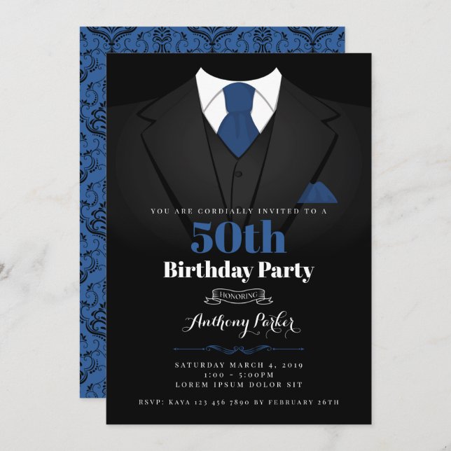 Tuxedo Birthday Invitation (Front/Back)