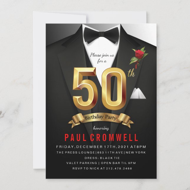 Tuxedo Birthday Invitation (Front)