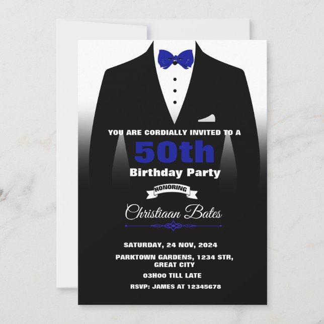 Tuxedo Birthday Invitation (Front)