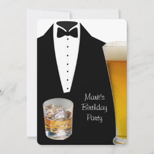 Tuxedo Birthday Party Beer Scotch Invitation