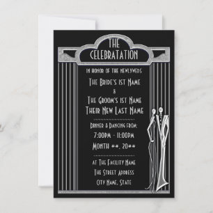 Tuxedo - Black and Silver Wedding Reception - Invitation