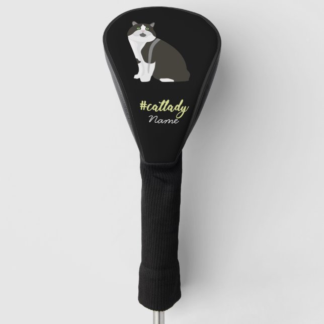 Tuxedo Black and White Cat for Cat Mum Golfer  Golf Head Cover (Front)