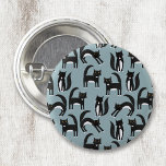 Tuxedo Black and White Cats 3 Cm Round Badge<br><div class="desc">Cute black and white tuxedo cats going about their business. A fun pattern on a mid blue background.</div>
