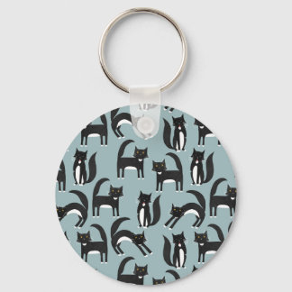Tuxedo Black and White Cats Key Ring