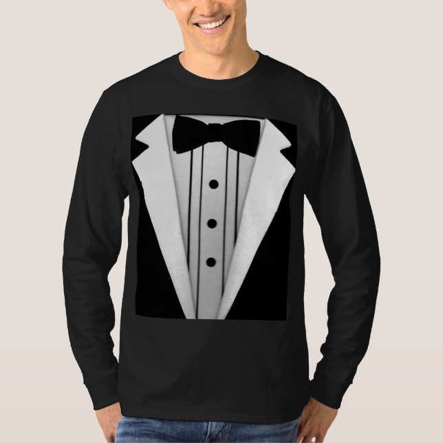 Tuxedo Black Bow Tie Formal T-Shirt (Front)