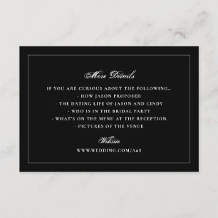 Tuxedo Black Framed Elegant Monogram Wedding Enclosure Card