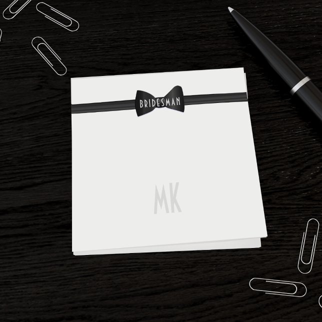 Tuxedo Black Tie Bridal Party 1920s Wedding Favour Post-it Notes (Perfect wedding favor for your Bridesman. Can be used for any member of your bridal party)