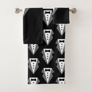 Tuxedo Black Tie Father's Day Bath Towel Set