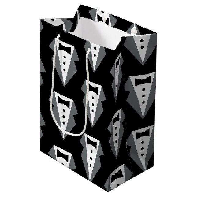 Tuxedo Black Tie Father's Day Medium Gift Bag (Front Angled)