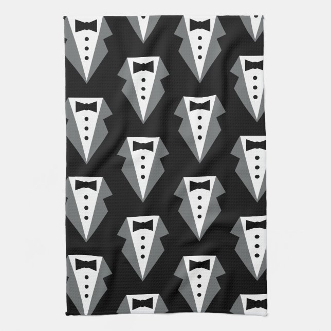 Tuxedo Black Tie Father's Day Tea Towel (Vertical)