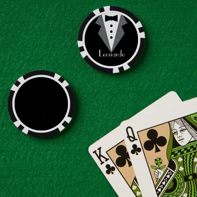 Tuxedo Black Tie Personalised Poker Chips (Poker Table (Double))