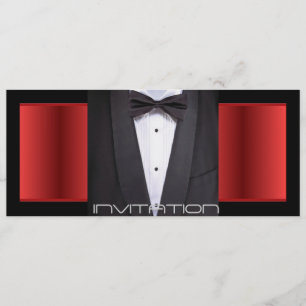 Tuxedo Black tie red and black Invitation