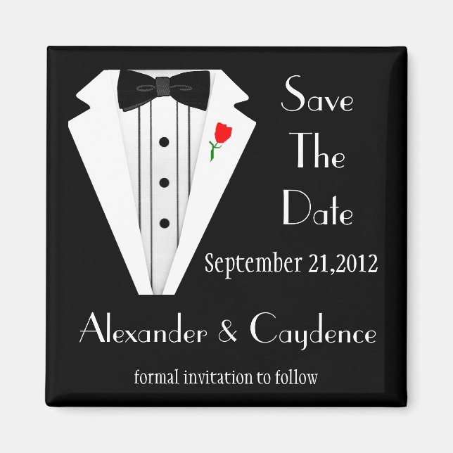 Tuxedo-Black Tie Save The Date Magnet (Front)