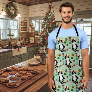 Tuxedo Black White Christmas Cat Apron