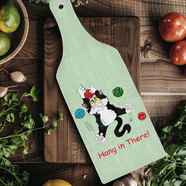 Tuxedo Black White Christmas Cat Cutting Board (Creator Uploaded)