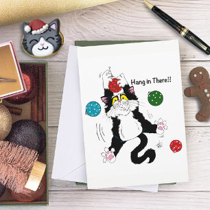 Tuxedo Black White Christmas Cat Holiday Card
