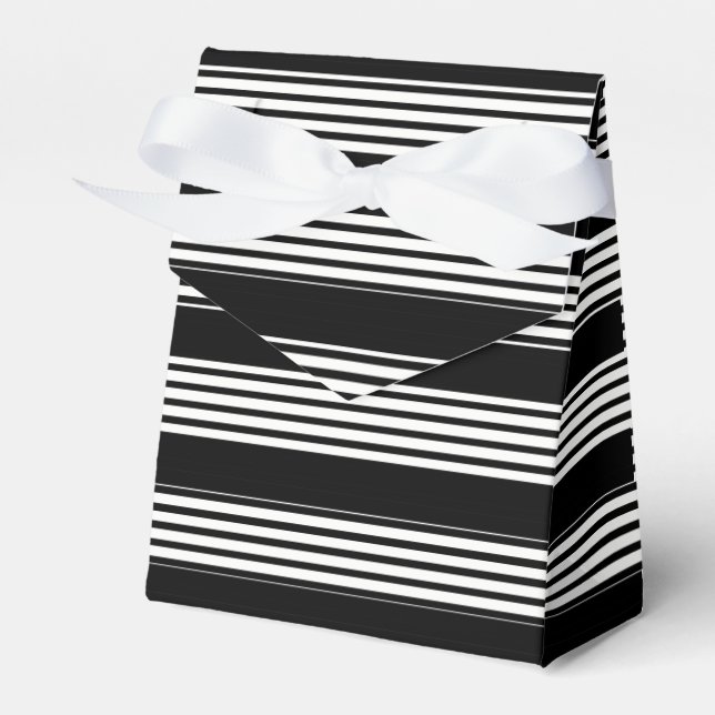 Tuxedo Black & White Multi Stripe Favour Box (Front Side)