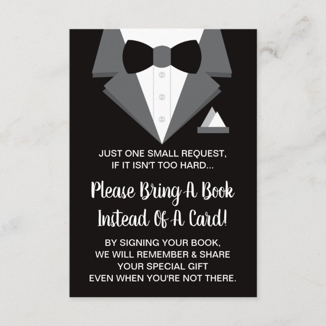 Tuxedo Book Card, Books For Baby Enclosure Card (Front)