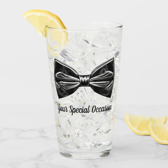 Tuxedo Bow Tie Personalised Glass (Front Ice)