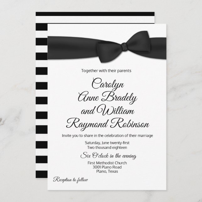 Tuxedo Bow Tie Wedding Invitation (Front/Back)