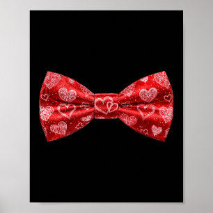 Tuxedo Bow Tie With Cute Hearts For Valentines Day Poster