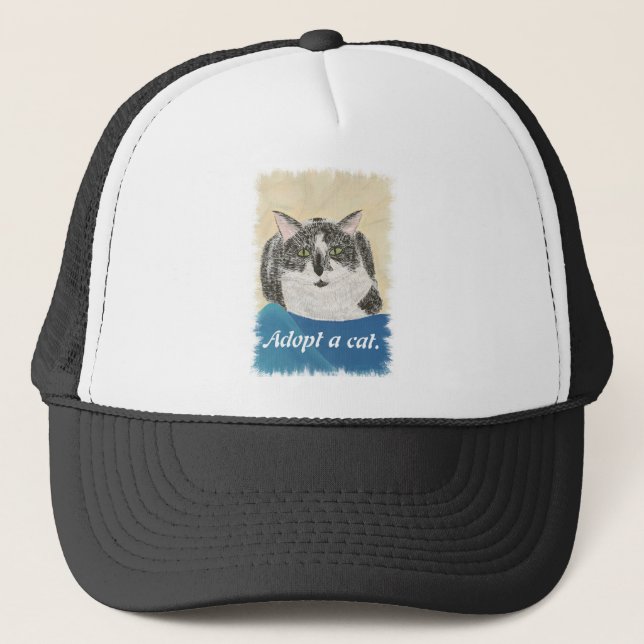 Tuxedo Cat Adopt a cat promotion hats (Front)
