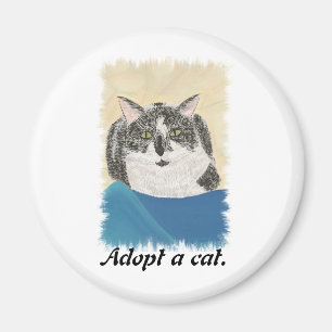 Tuxedo Cat Adopt a cat promotion magnets