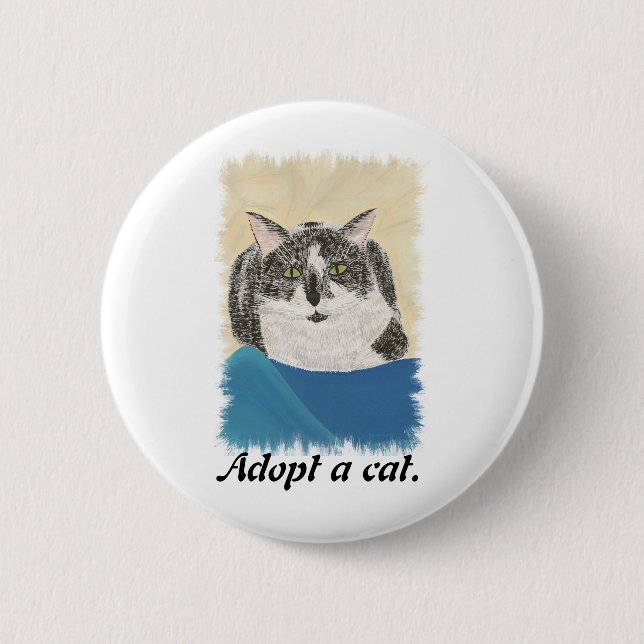 Tuxedo Cat Adopt a Cat Promotion Pins (Front)