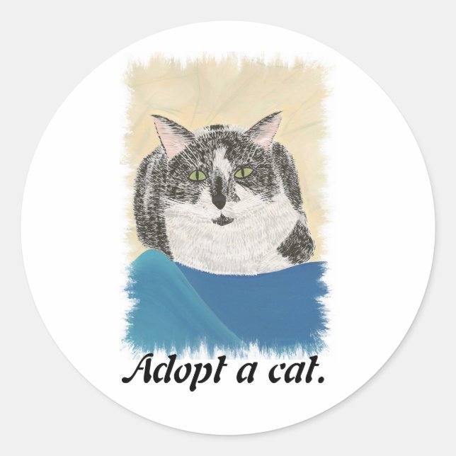 Tuxedo Cat Adopt a Cat Promotion Stickers (Front)