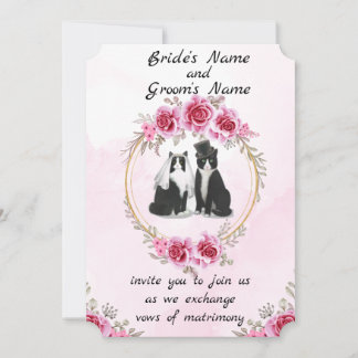 Tuxedo Cat And Kitten Wedding Invitation