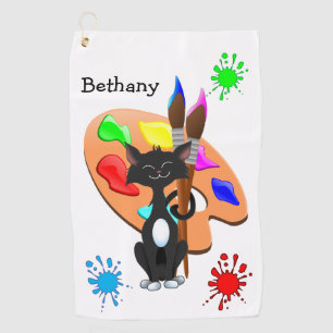 Tuxedo Cat And Paint Palette Golf Towel