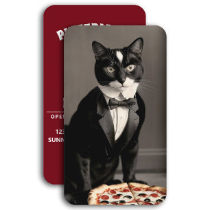 tuxedo cat and pizza business card