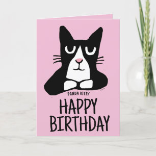 TUXEDO CAT ART BESTIE BIRTHDAY PANDA KITTY CARD