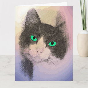TUXEDO CAT ART BLANK CARD