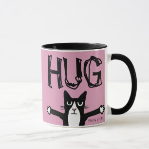 TUXEDO CAT ART COFFEE MUG, PANDA KITTY CARTOON MUG