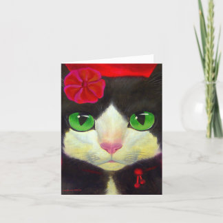 Tuxedo Cat Art - Note card