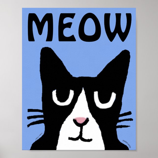 TUXEDO CAT ART, PANDA KITTY PRINT POSTER (Front)