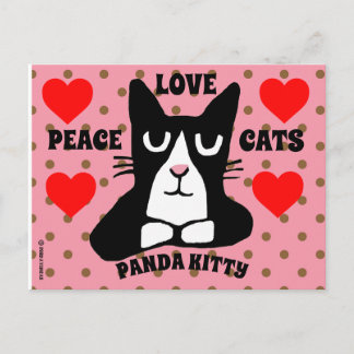 TUXEDO CAT ART POSTCARDS, PANDA KITTY CAT POSTCARD