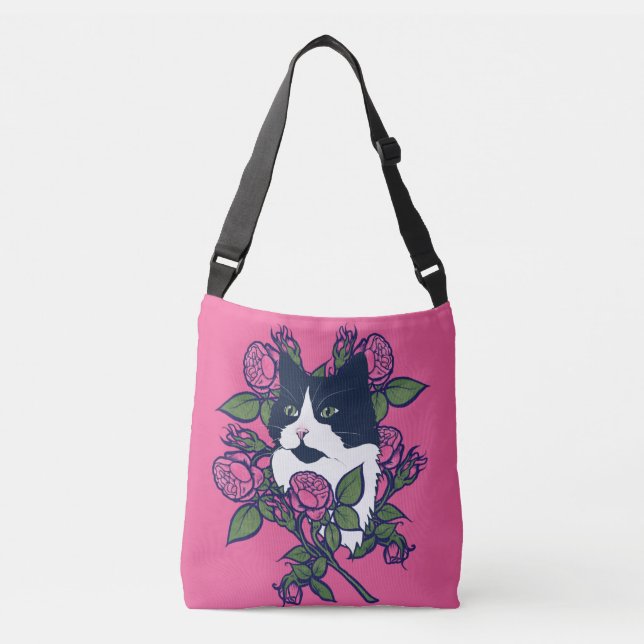 Tuxedo Cat Artwork Crossbody Bag (Front)