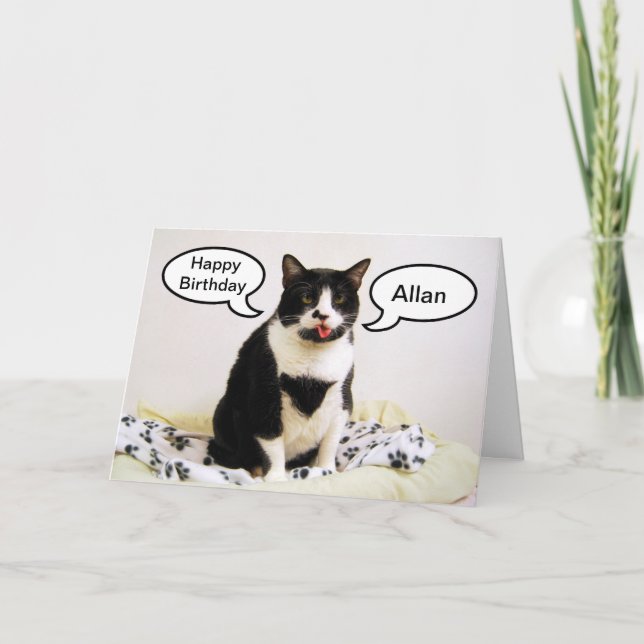Tuxedo Cat Birthday Allan Brother Humor Card (Front)